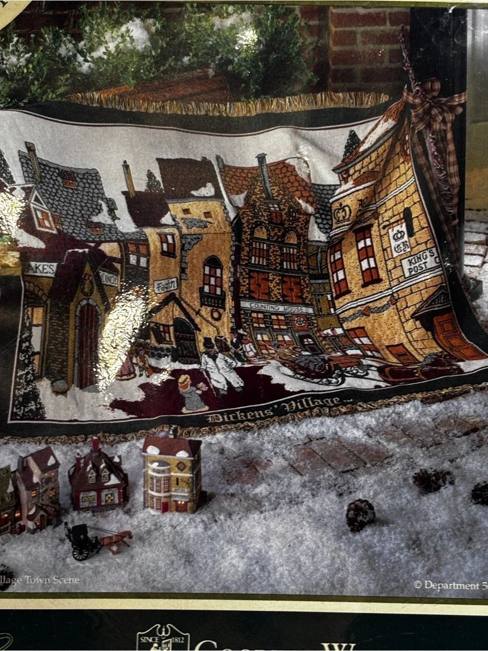 NEW Dept 56 Dickens Christmas Village Woven Throw Blanket 50x68 1st in Series